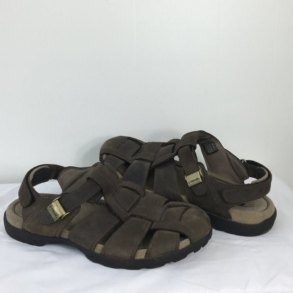 Teva Mens Hammer Leather Weave Fisherman Sandals Size 11 GREAT Pre-Owned